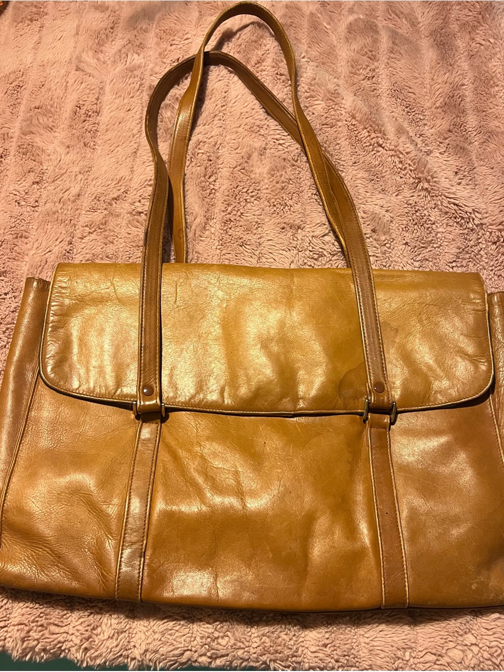 Women's Leather Tote Bag In Warm Tan
